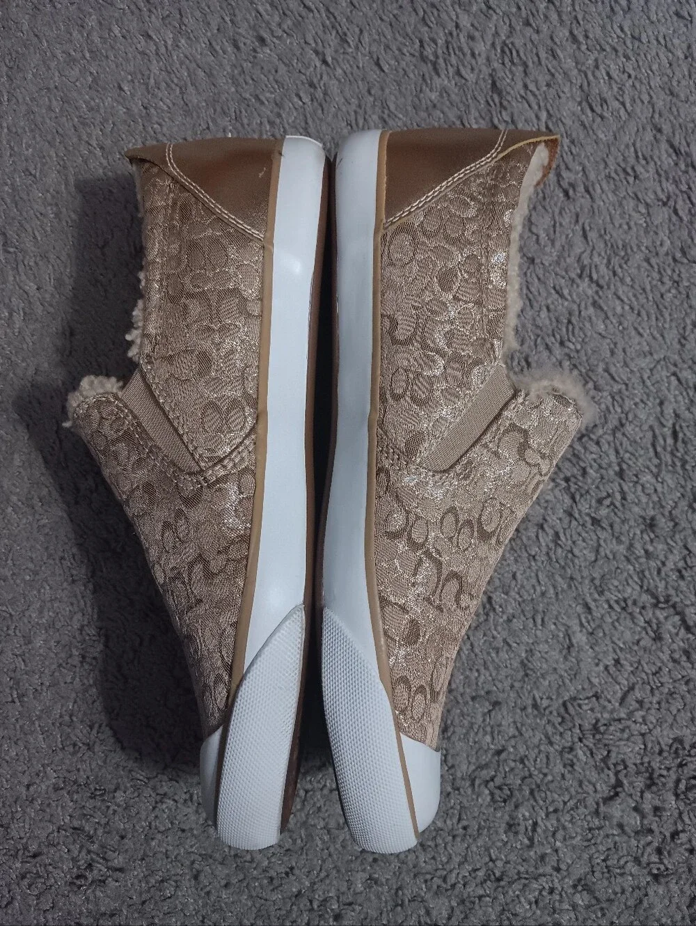 Authentic Coach Signature Faux Fur Lining Slip-on Sneakers